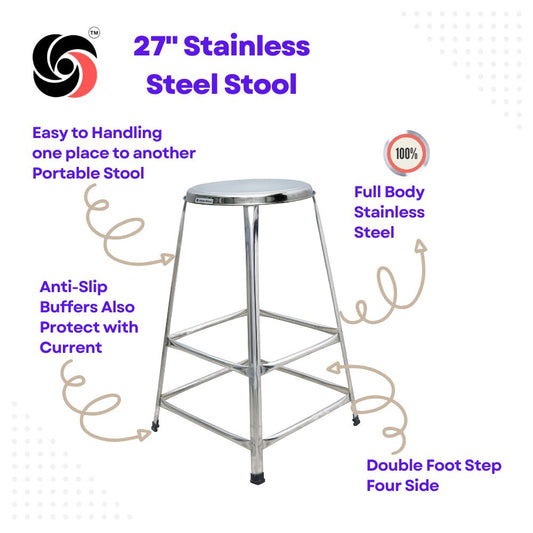 Lifetime Stools Stainless Steel Stool for Multipurpose uses 27 inch Height