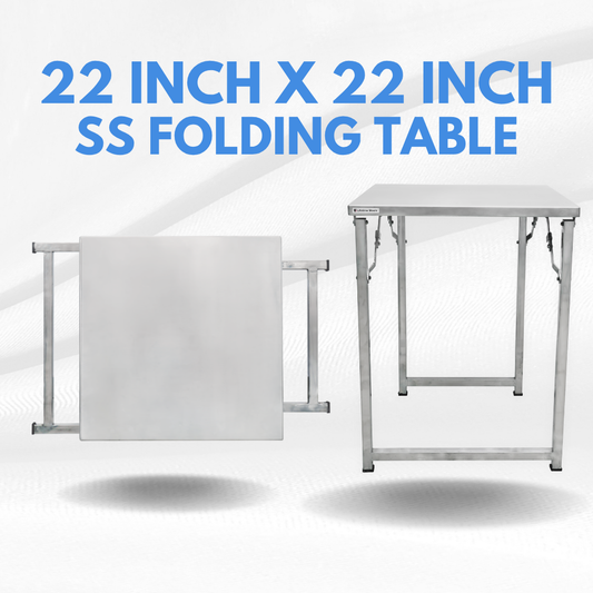 Set of 4 Seater Folding Table and Stools 22 x 22 inch Top 28 inch Height SS202 Grade (Set of 1 Table and 4 Stools))