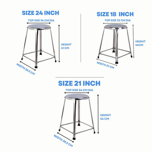 Home Starter Kit Combo 18 inch, 21 inch, 24 inch Stainless Steel Stools