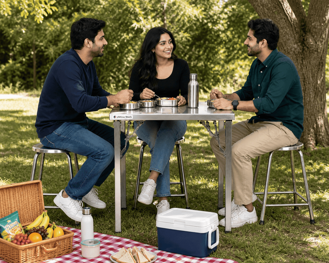 Best Stainless Steel Stools & Folding Tables for Homes in India - Lifetime Stool