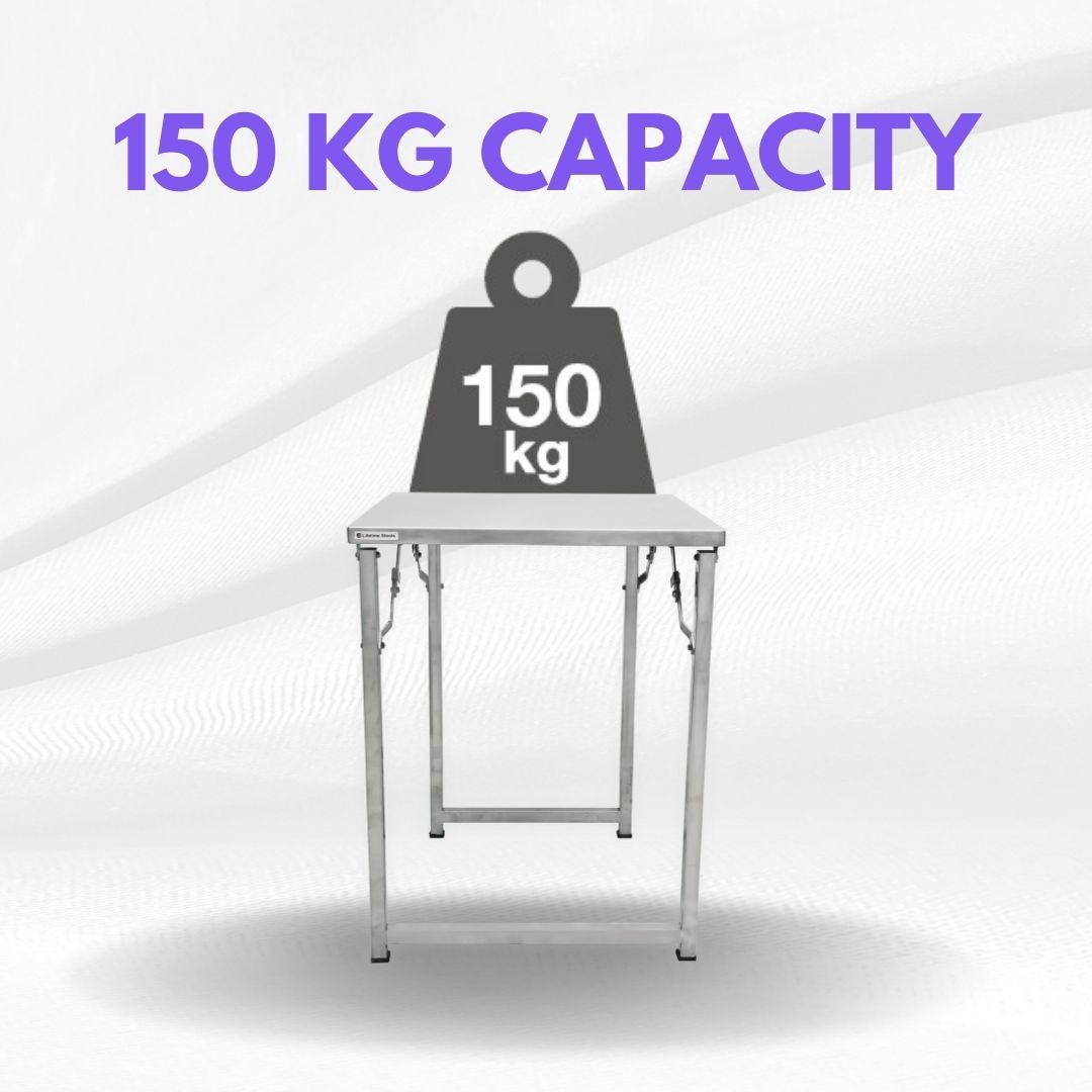 Set of 4 Seater Folding Table and Stools 22 x 22 inch Top 28 inch Height SS202 Grade (Set of 1 Table and 4 Stools))