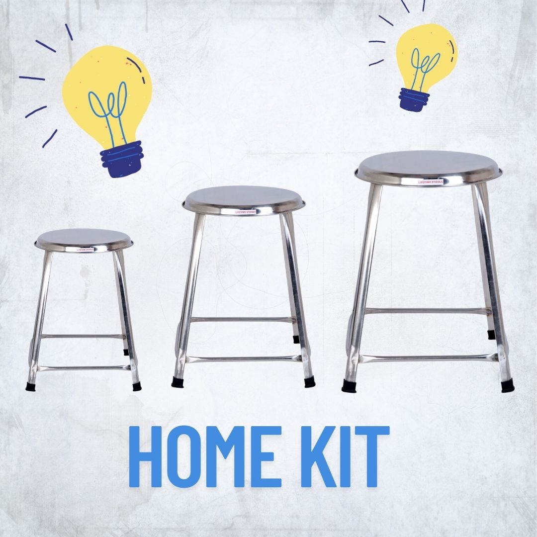Home Starter Kit Combo 18 inch, 21 inch, 24 inch Stainless Steel Stools