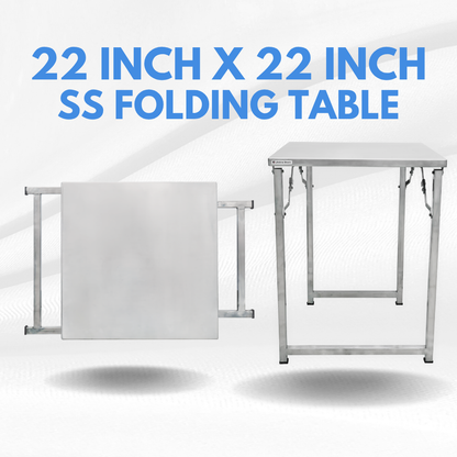 Set of 4 Seater Folding Table and Stools 22 x 22 inch Top 28 inch Height SS202 Grade (Set of 1 Table and 4 Stools))
