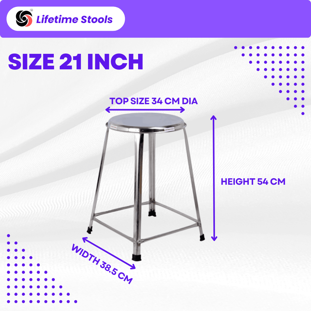 18 inch, 21 inch, 24 inch Stainless Steel Stools, Combo | Heavy Duty SS Stool - Lifetime Stool