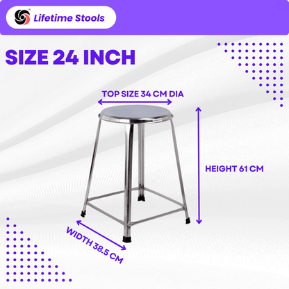 18 inch, 21 inch, 24 inch Stainless Steel Stools, Combo | Heavy Duty SS Stool - Lifetime Stool