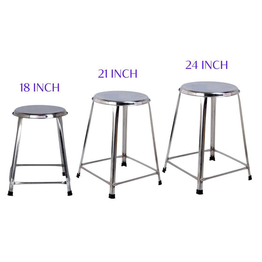 18 inch, 21 inch, 24 inch Stainless Steel Stools, Combo | Heavy Duty SS Stool - Lifetime Stool