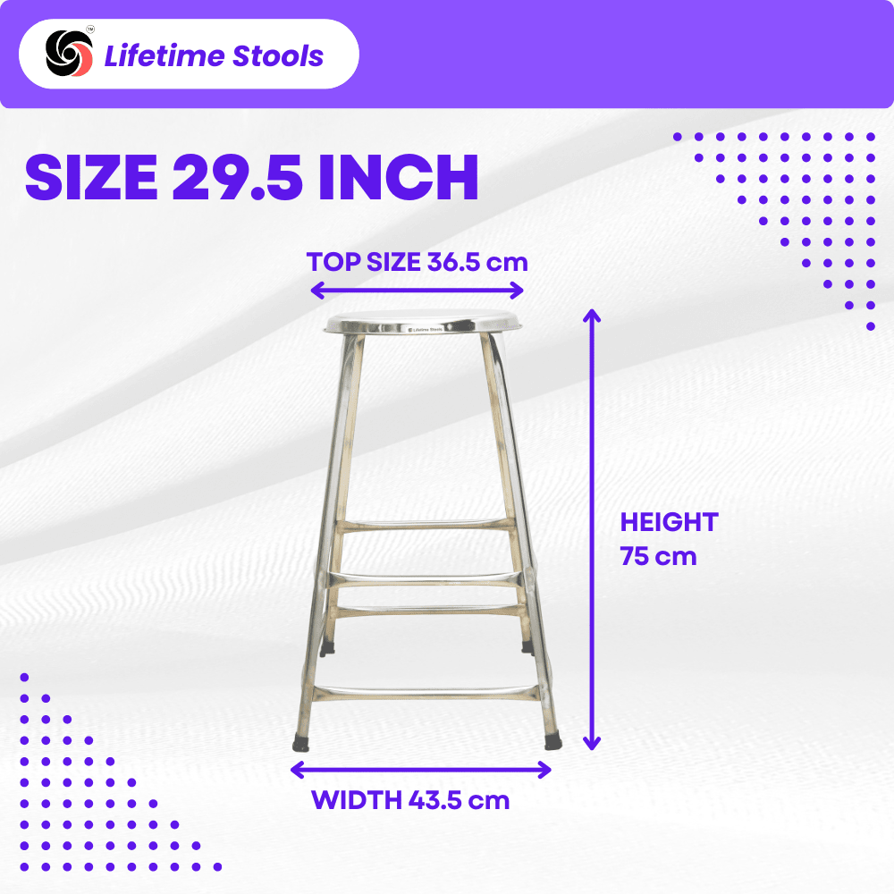 2.5 foot (29.5 inch) Stackable Double Step Steel Stool | Heavy Duty SS Stool - Lifetime Stool