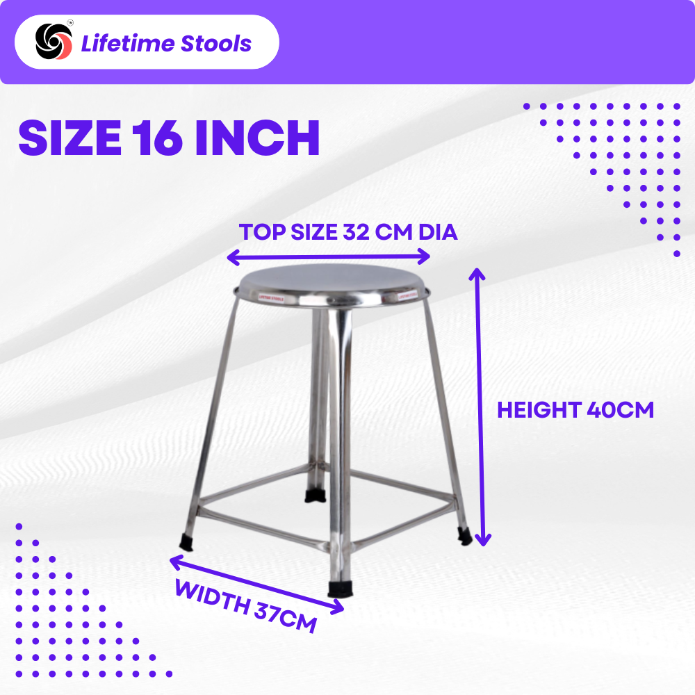 Lifetime Stools Stainless Steel Stool For Sitting, Round Shape - Home, Doctor, Medical Stool/Salon Stool/Warehouse Stool/Garage Stool/Stool For Bathroom/Multipurpose Stool