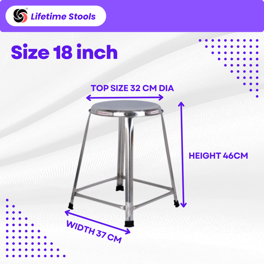 Lifetime Stools Stainless Steel Stool For Sitting, Round Shape - Home, Doctor, Medical Stool/Salon Stool/Warehouse Stool/Garage Stool/Stool For Bathroom/Multipurpose Stool