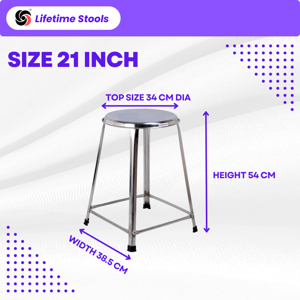 Lifetime Stools Stainless Steel Stool For Sitting, Round Shape - Home, Doctor, Medical Stool/Salon Stool/Warehouse Stool/Garage Stool/Stool For Bathroom/Multipurpose Stool