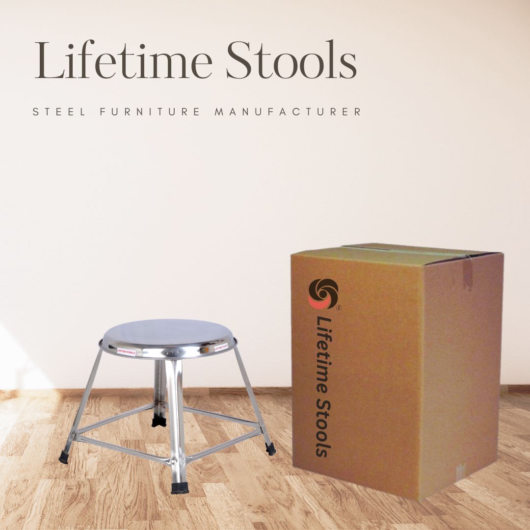 Lifetime Stools Stainless Steel Stool For Sitting, Round Shape - Home, Doctor, Medical Stool/Salon Stool/Warehouse Stool/Garage Stool/Stool For Bathroom/Multipurpose Stool