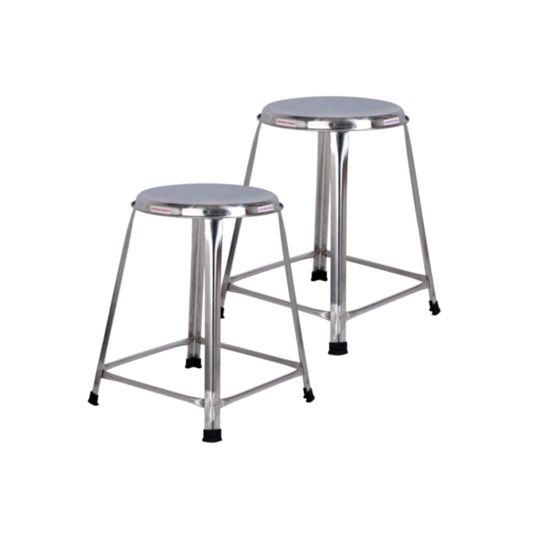 Lifetime Stools Stainless Steel Stool For Sitting,Round Shape - Home,Doctor,Medical Stool/Salon Stool/Warehouse Stool/Garage Stool/Stool For Bathroom/Multipurpose Stool (Pack Of 5,18 Inches),Silver