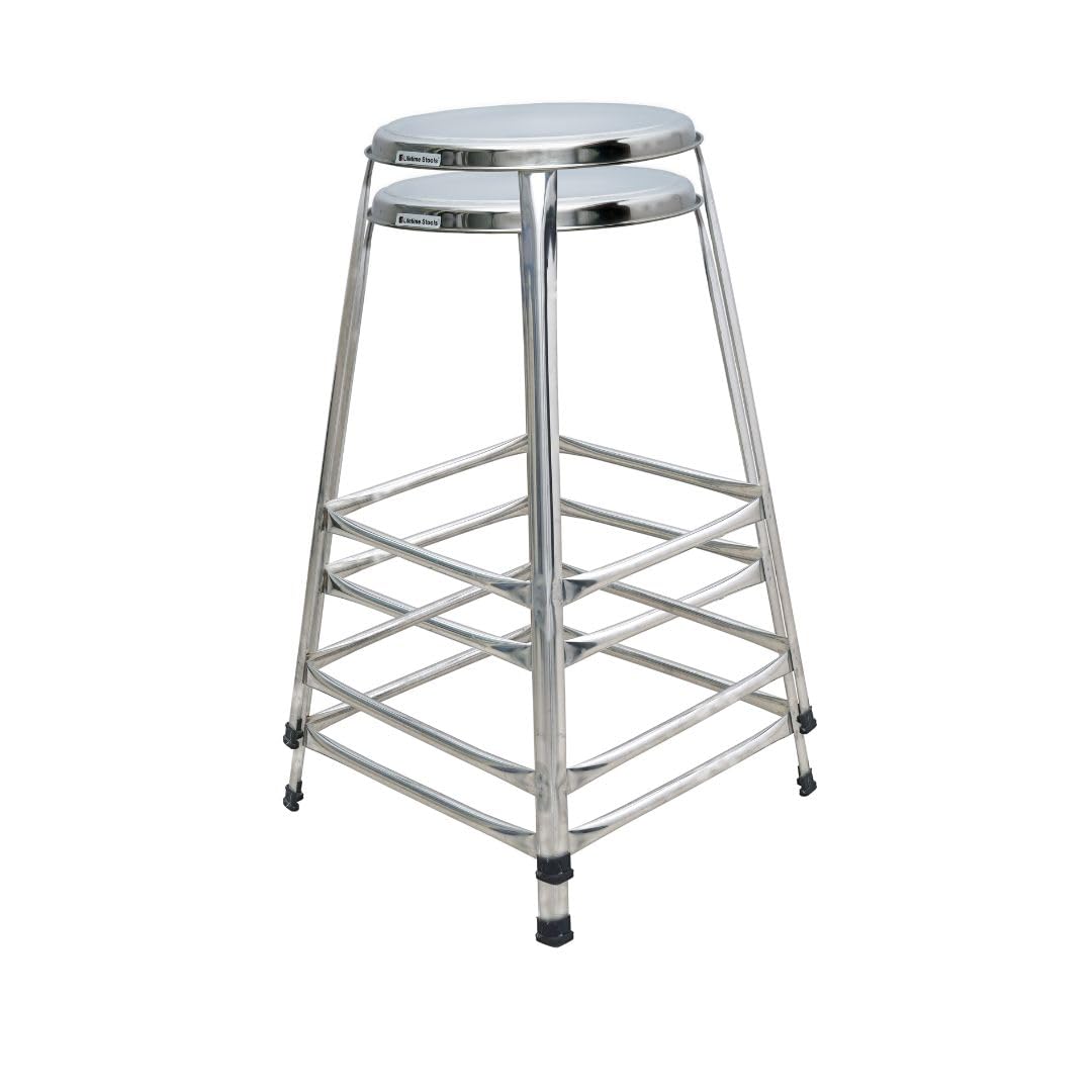 Lifetime Stools Stainless Steel Stool for Multipurpose uses 27 inch Height Pack of 2