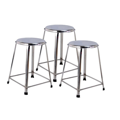 Lifetime Stools Stainless Steel Stool For Sitting,Round Shape - Home,Doctor,Medical Stool/Salon Stool/Warehouse Stool/Garage Stool/Stool For Bathroom/Multipurpose Stool (Pack Of 5,18 Inches),Silver