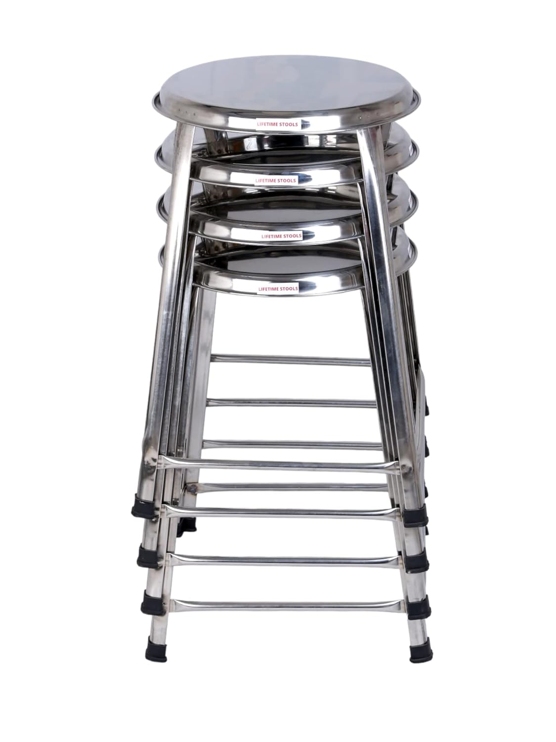 Lifetime Stools 24 Inch Stainless Steel Stool For Sitting, Round Shape - Home,Doctor,Medical Stool/Salon Stool/Warehouse Stool/Garage Stool/Multipurpose Stool (Pack Of 4, Silver)