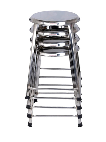 Lifetime Stools 24 Inch Stainless Steel Stool For Sitting, Round Shape - Home,Doctor,Medical Stool/Salon Stool/Warehouse Stool/Garage Stool/Multipurpose Stool (Pack Of 4, Silver)