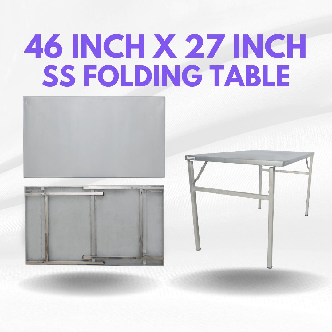 Lifetime Stools 150 kg Weight Load Capacity Heavy Duty Commercial Use Stainless Steel Folding Table, 46" x 27" x 28" Height, 18 Gauge 202 Grade, Heavy Duty Multi-Purpose