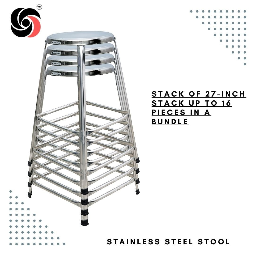 27 inch (2.25 foot) Stackable Double Step Steel Stool