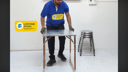 Set of 4 Seater Folding Table and Stools 22 x 22 inch Top 28 inch Height SS202 Grade (Set of 1 Table and 4 Stools)