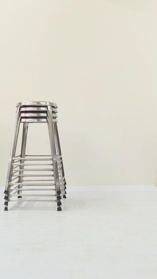 27 inch Height (2.25 foot) Stackable Double Step Steel Stool, Heavy Duty Stainless steel stools