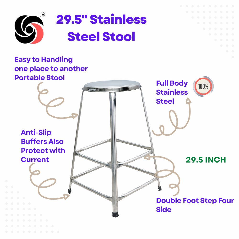 Lifetime Stools Stainless Steel Stool for Multipurpose uses 29.5 inch Height