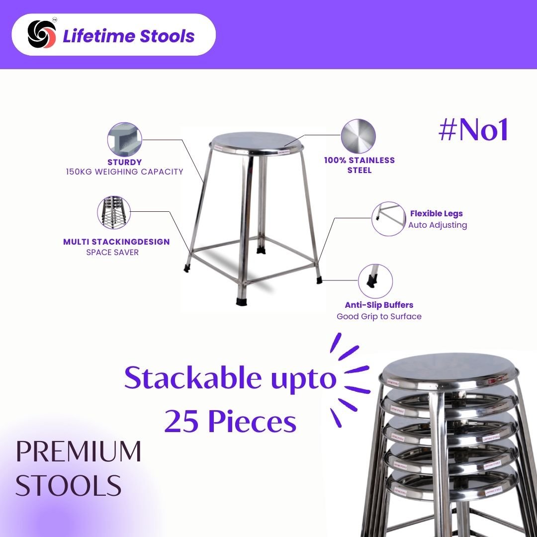 Set of 4 Seater Folding Table & Stackable Stools 47x27 - Lifetime Stool